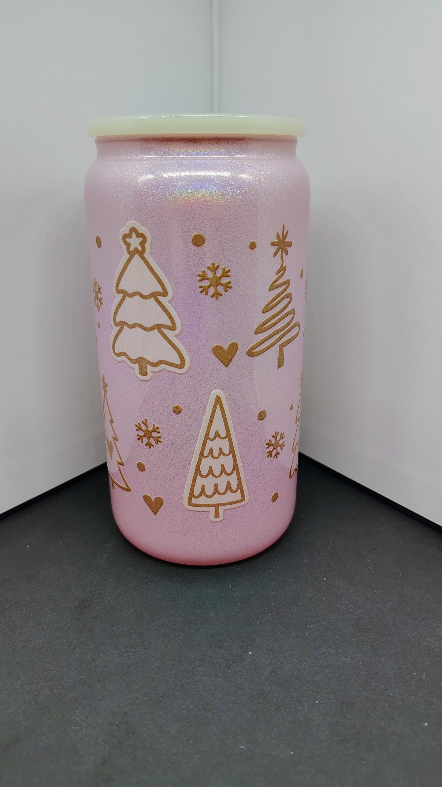 Frosted Fir Sparkle Glass Can