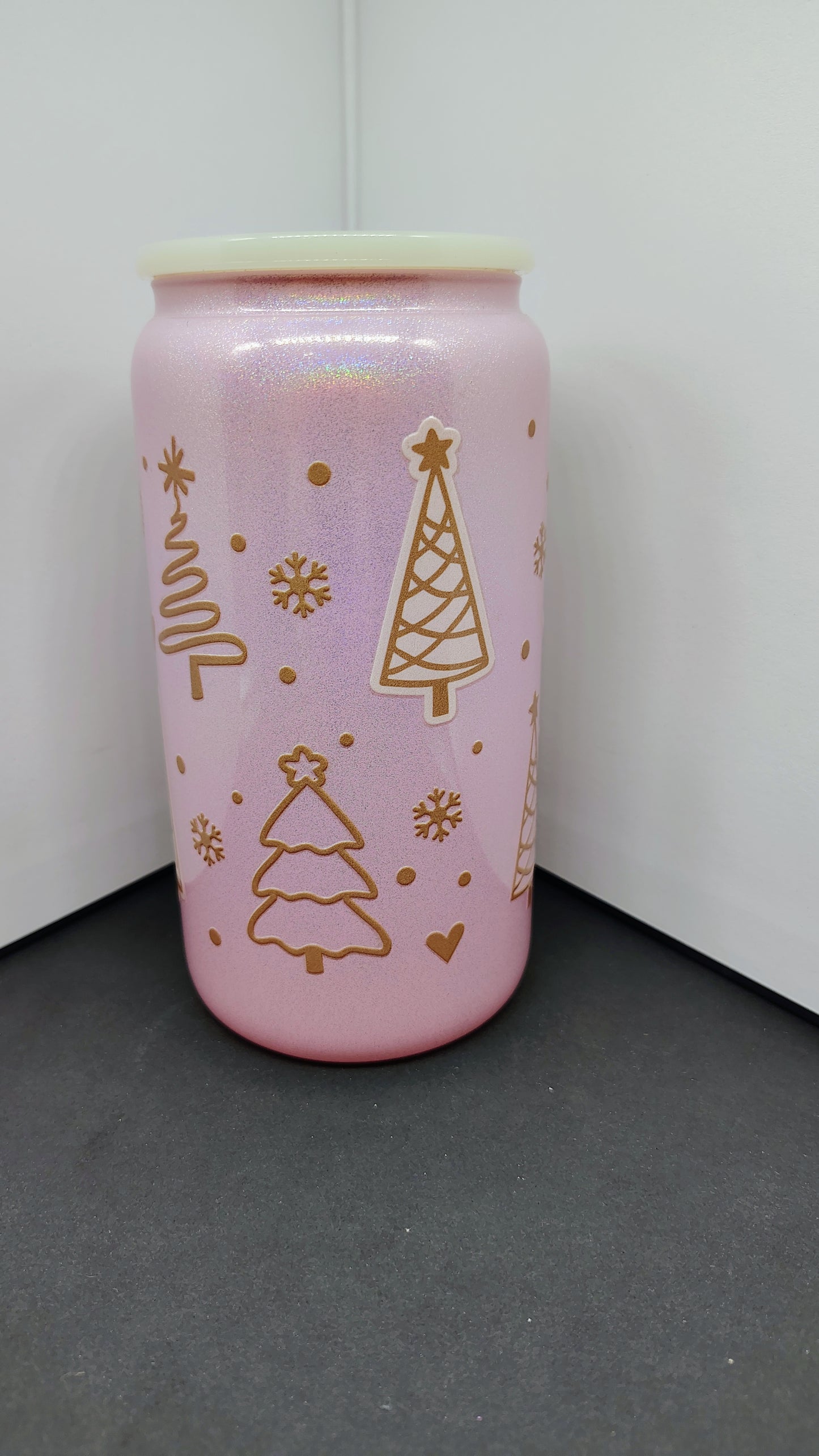 Frosted Fir Sparkle Glass Can