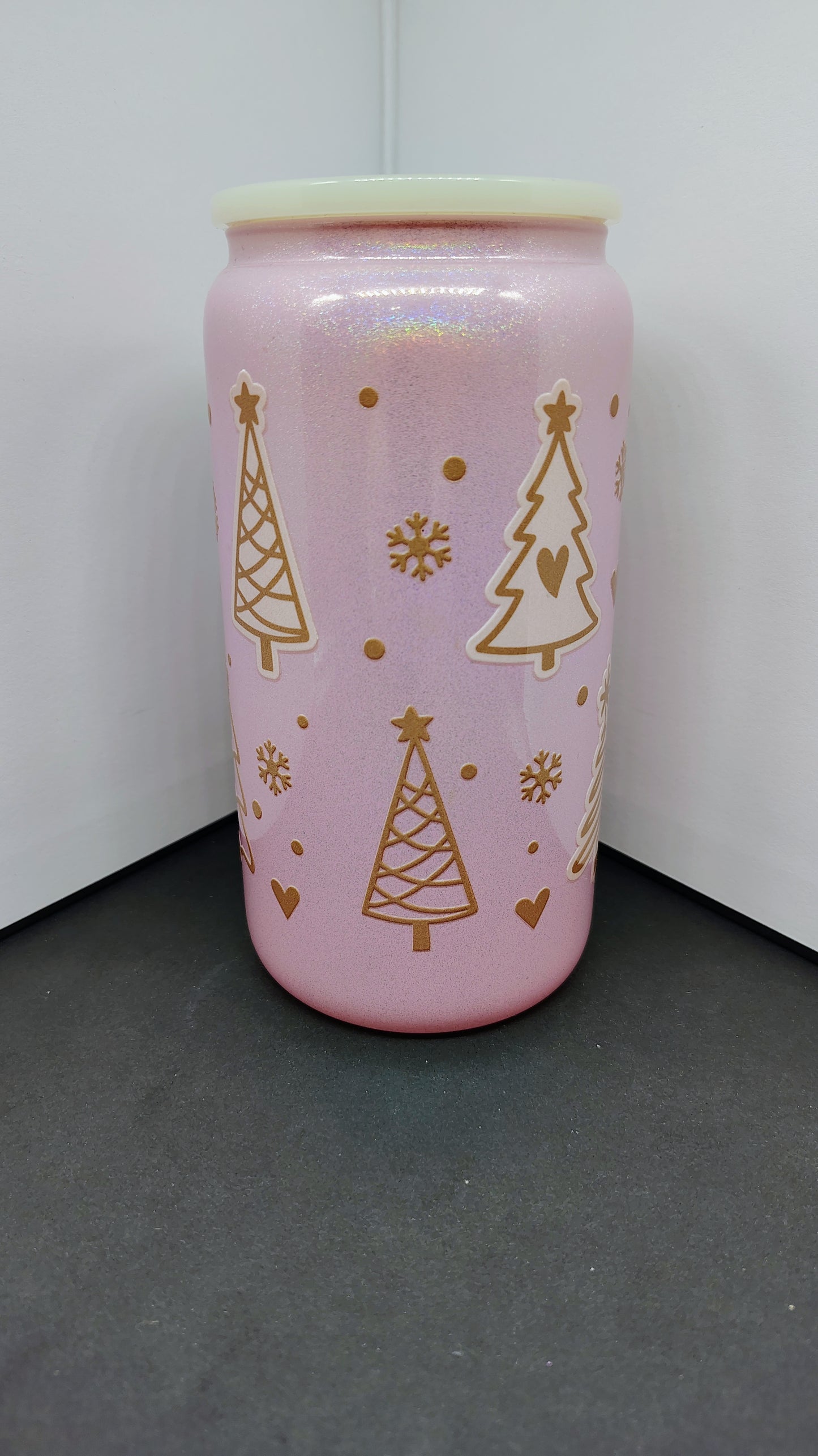 Frosted Fir Sparkle Glass Can
