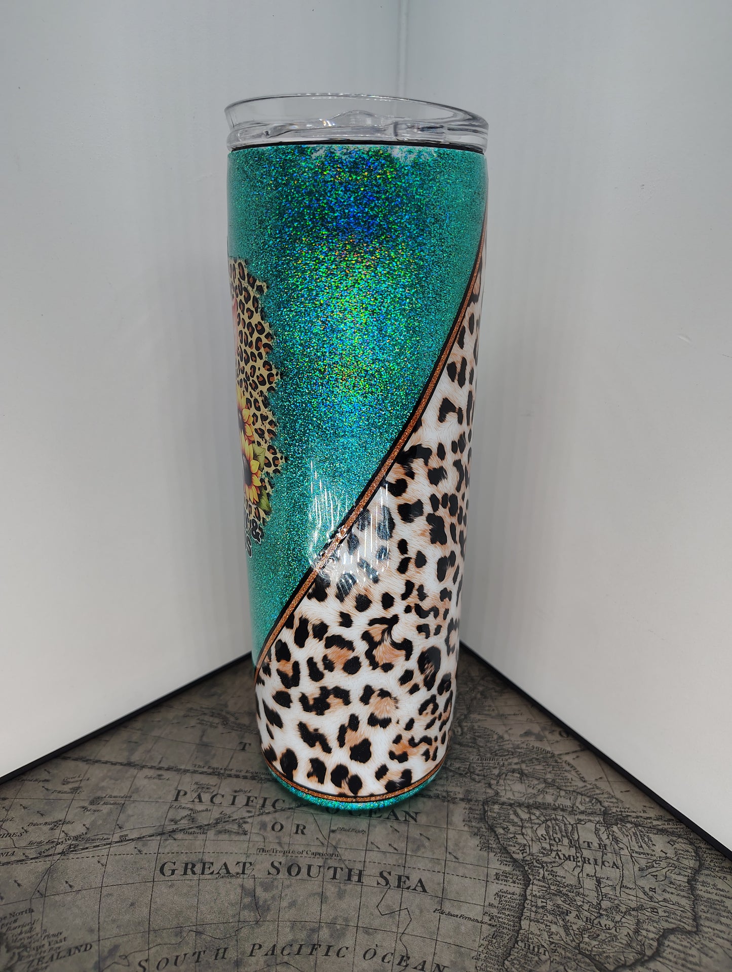 "OCD Piggy Glam Tumbler – Old, Cranky & Dangerous with Sunflowers"