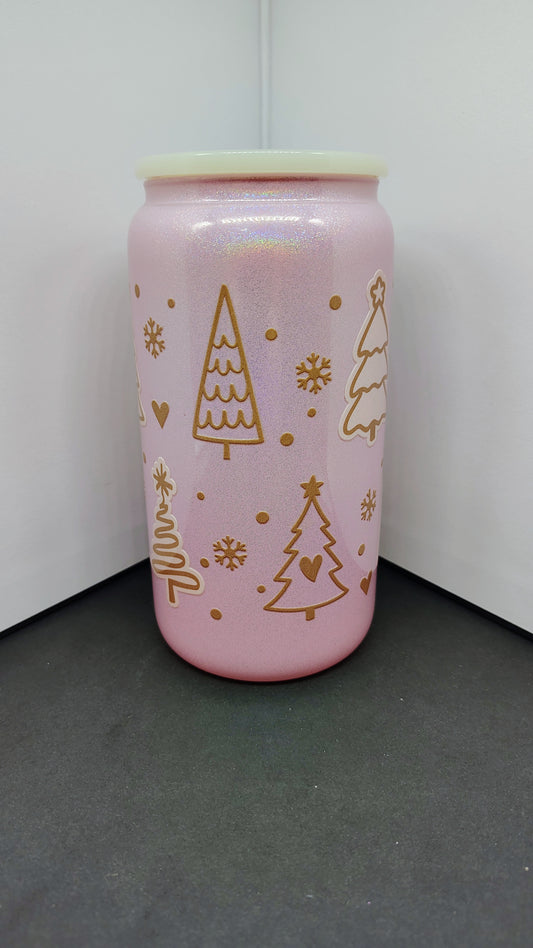 Frosted Fir Sparkle Glass Can